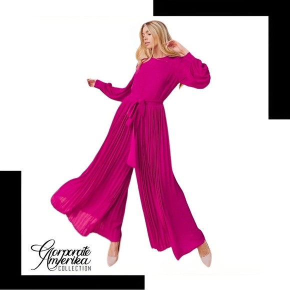 Pink belted jumpsuit - Picture 2 of 5